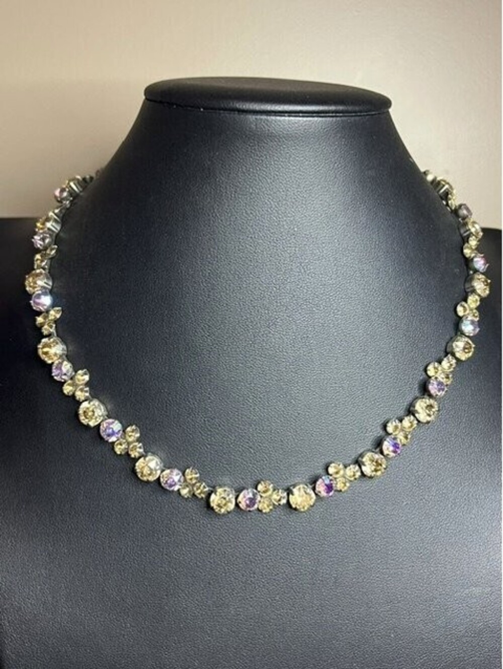 B7289 SORRELLI Cluster Choker Necklace 16-19" Adjustable Multi-Color Rhinestone